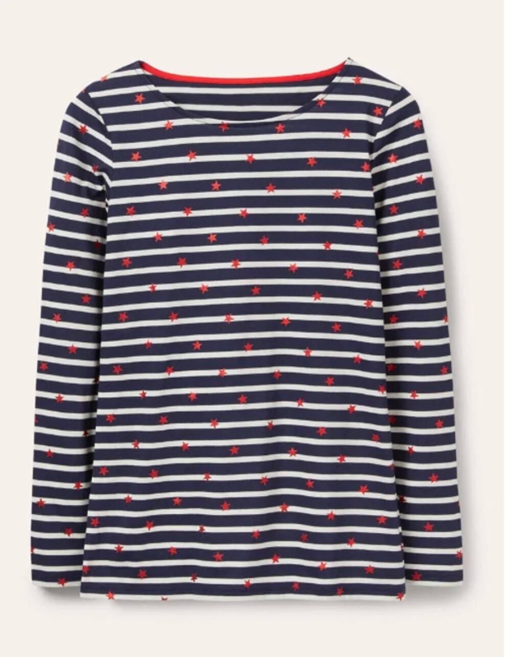 NWT Boden Navy Stripe Red Star Top US 4